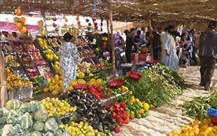 In jeder Ortschaft gibt es einen Gemüsemarkt, Marokko