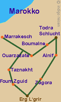 Karte Rundreise, Marokko